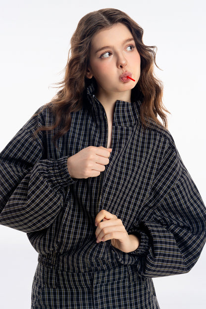 Gingham Zip Jacket