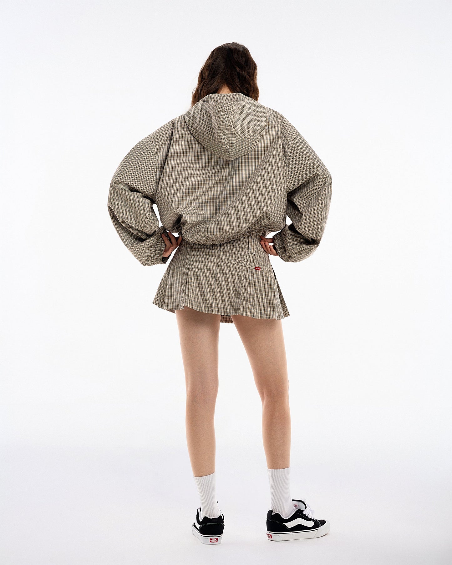 Gingham Half-Zip Hoodie