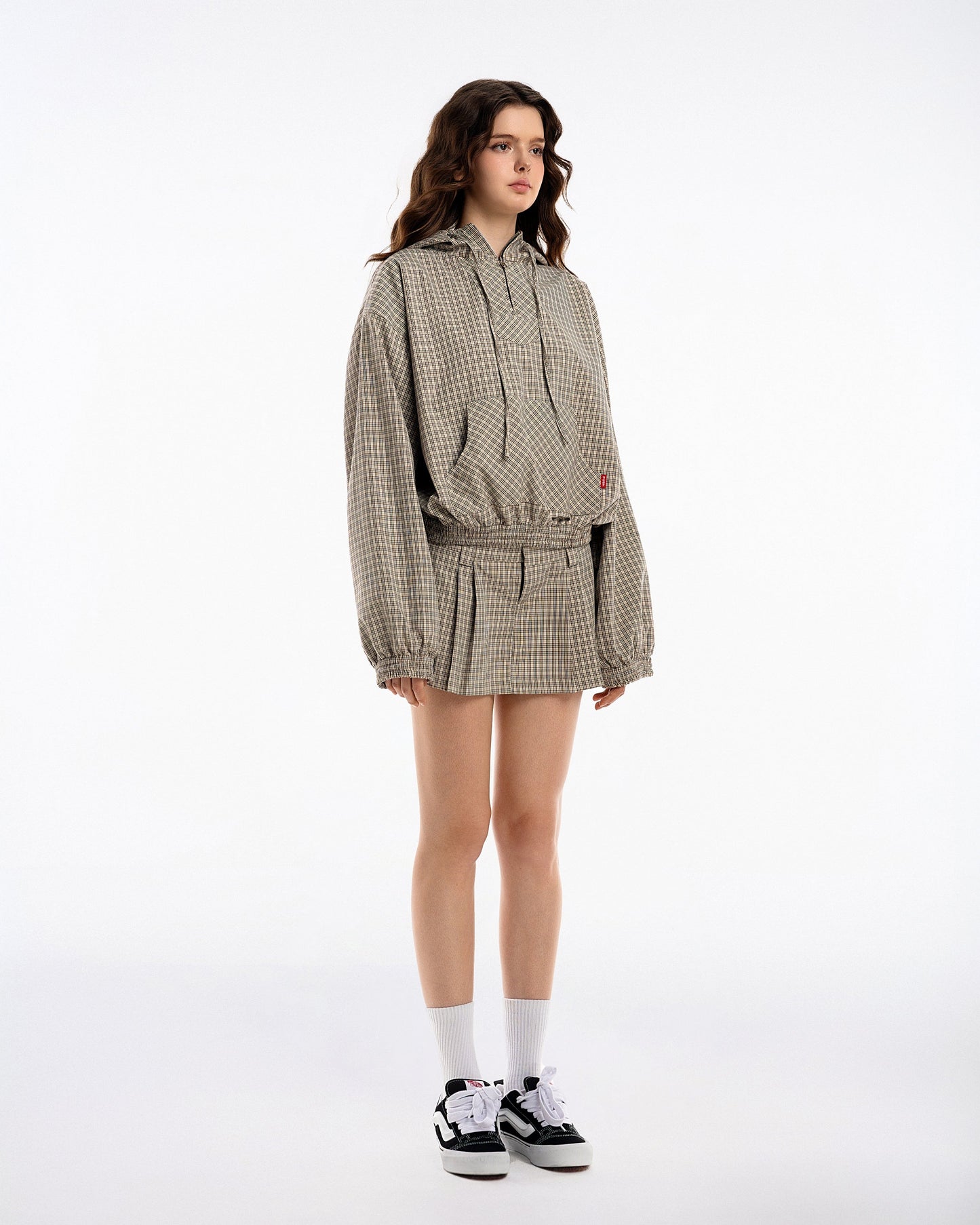Gingham Half-Zip Hoodie