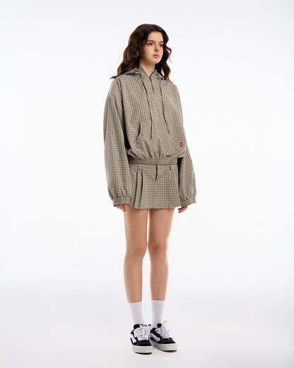 Gingham Half-Zip Hoodie