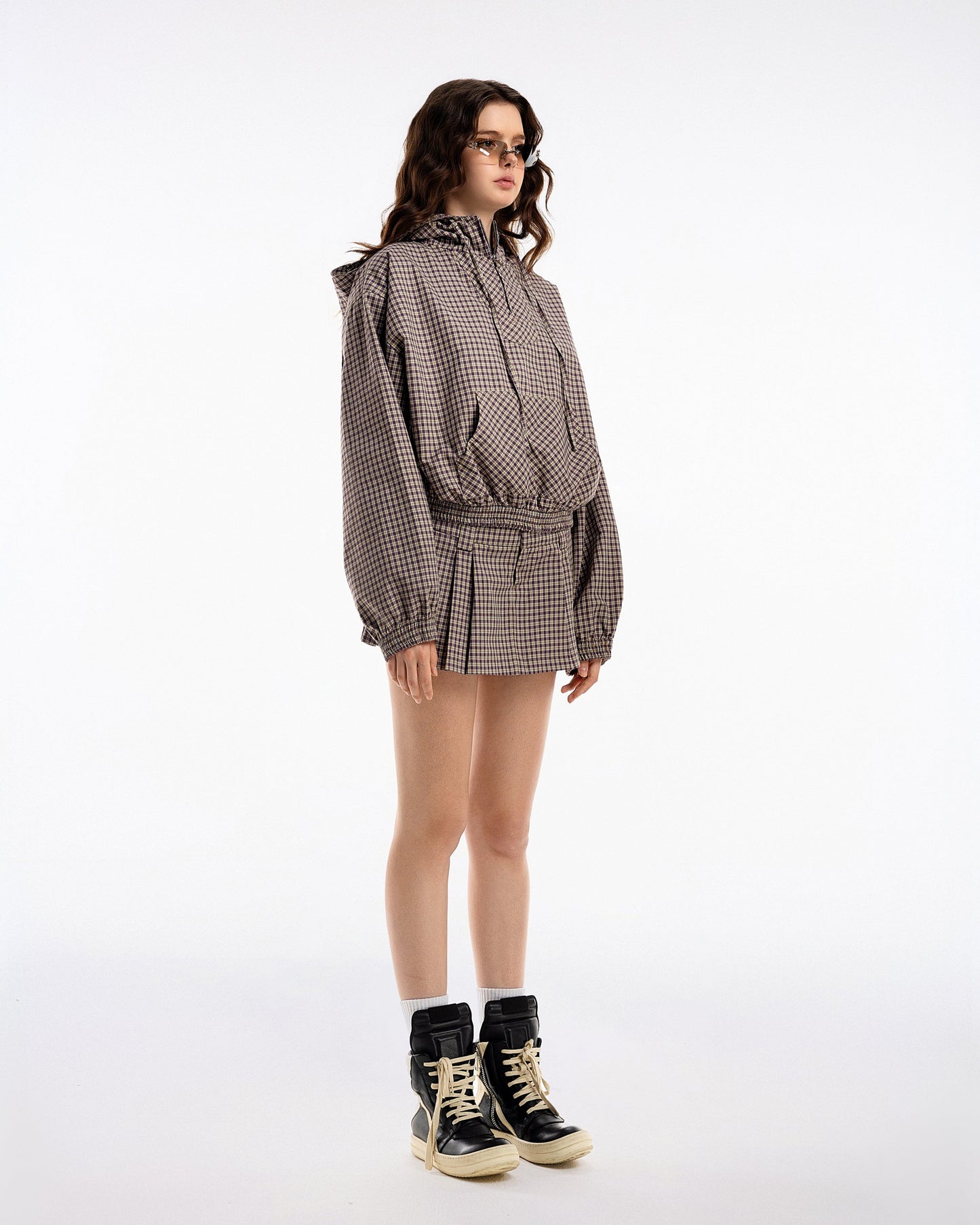 Gingham Half-Zip Hoodie