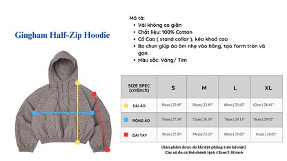 Gingham Half-Zip Hoodie