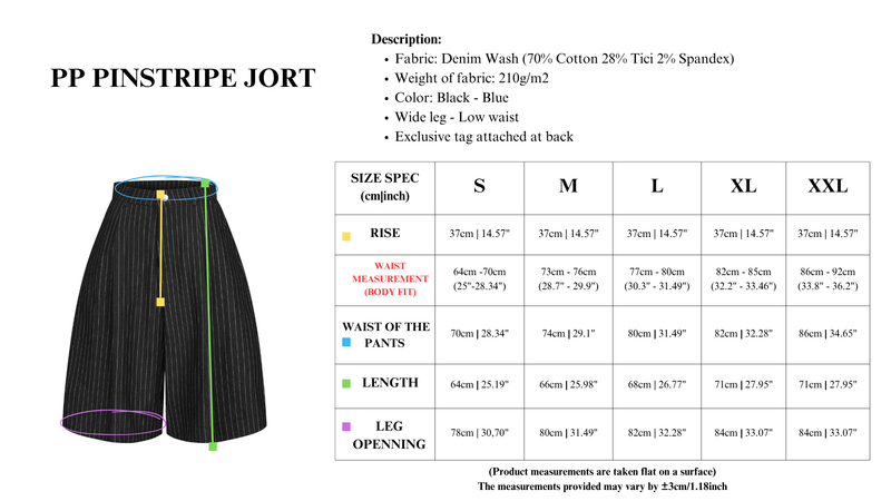 PP Pinstripe Jort 原廠尺寸圖