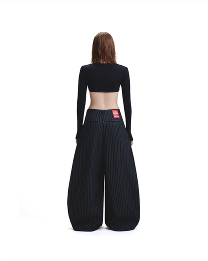 PP STRIPES PANTS - BLACK.