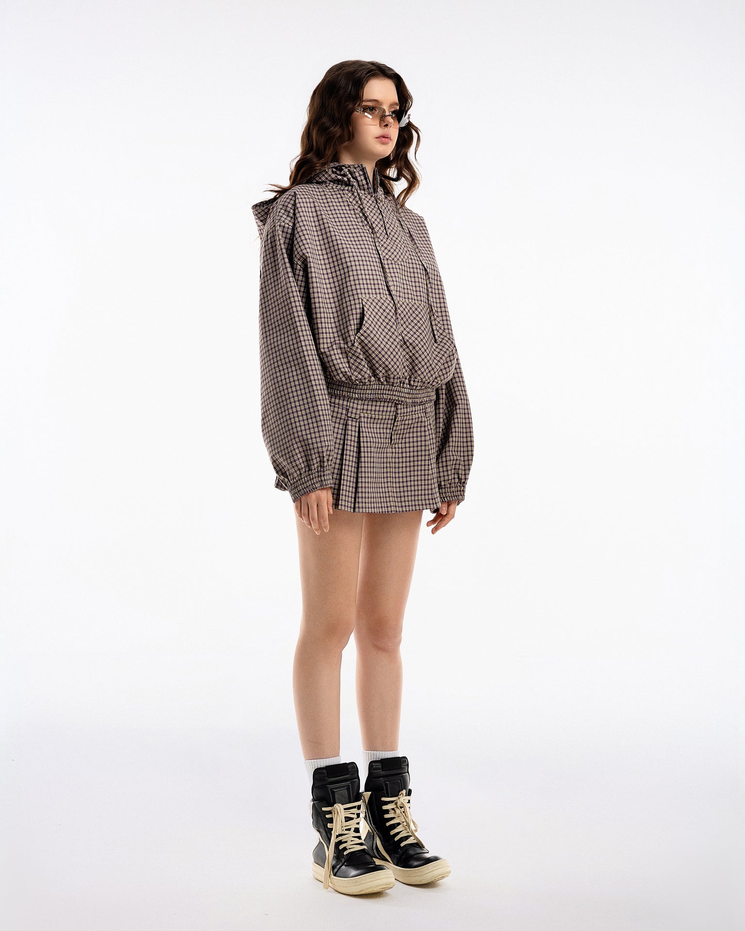 Gingham Half-Zip Hoodie - Push Push - Worldwide